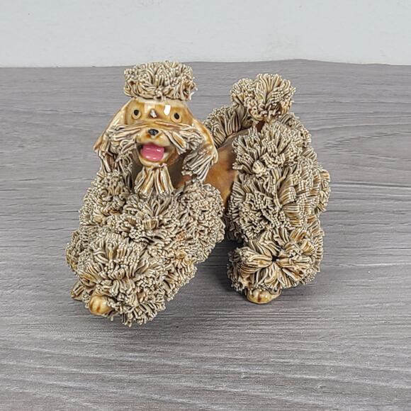 Vintage Brown Porcelain Spaghetti Poodle Dog Walking Figurine - Picture 1 of 7